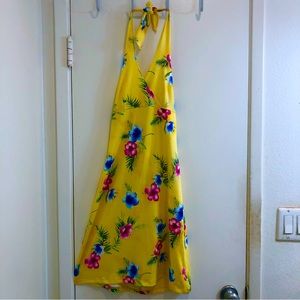 Vintage Y2K Rocket Candy Halter Top Mini Dress Floral Pattern Tie Neckline Small